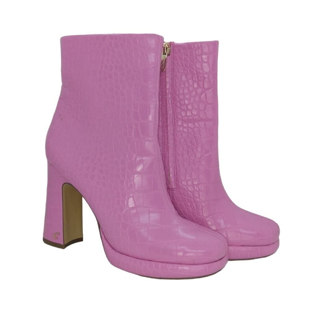 Circus by Sam Edelman Womens Pre-owned Pink Faux Crocodile Leather Heels- sz. 7M